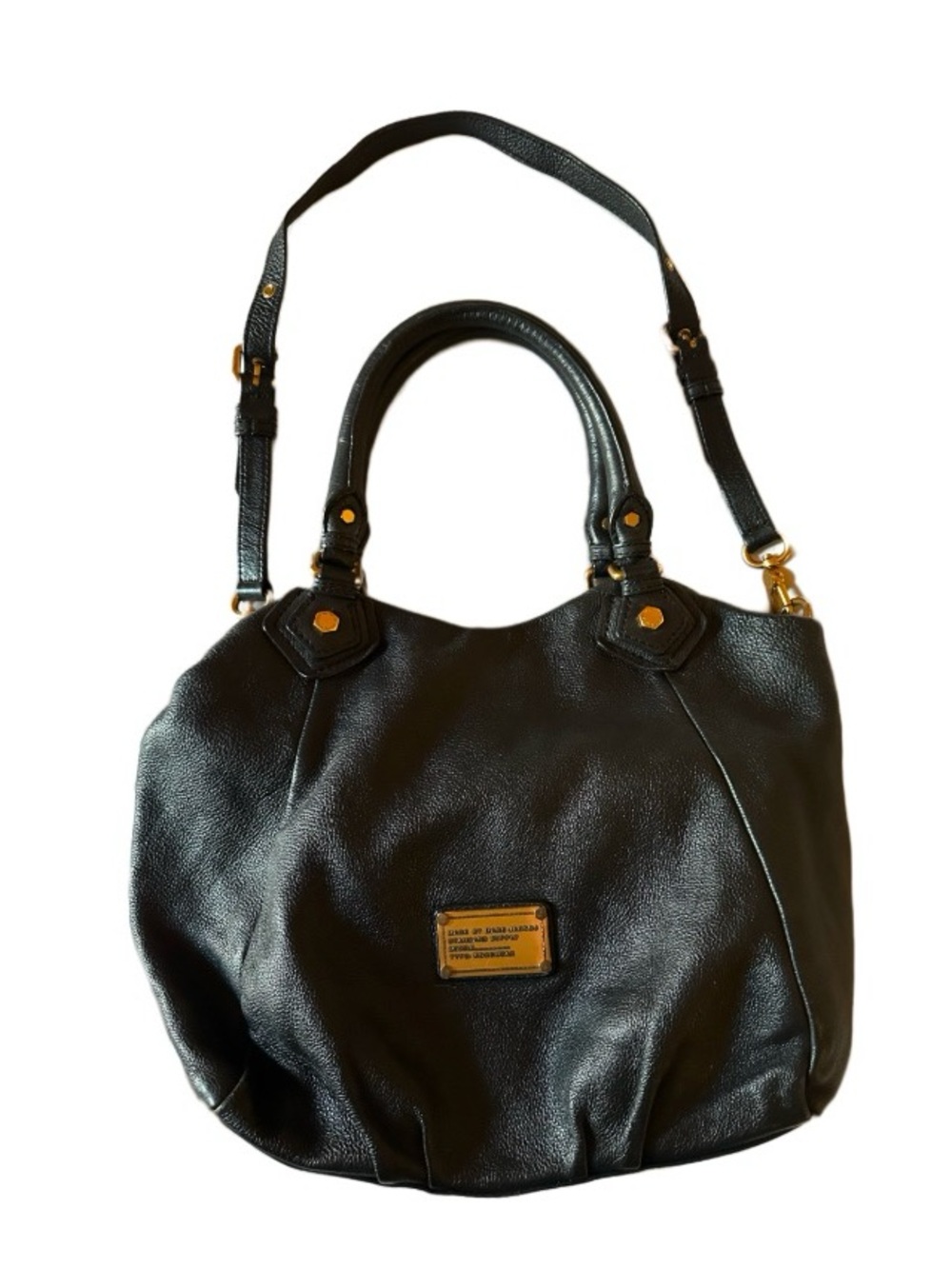 Marc Jacobs Black Leather Hobo with Gold Hardware